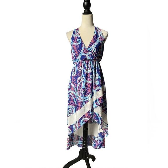 Ya Los Angeles Bright Colorful Hi/Low Racerback Dress (Size: LG Juniors) - Picture 4 of 10